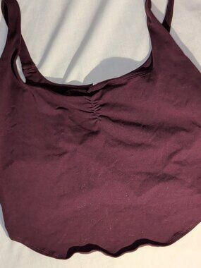 Victoria's Secret Pink M Bralette Tank Top Burgundy Ruched Shelf Bra Crop Cotton